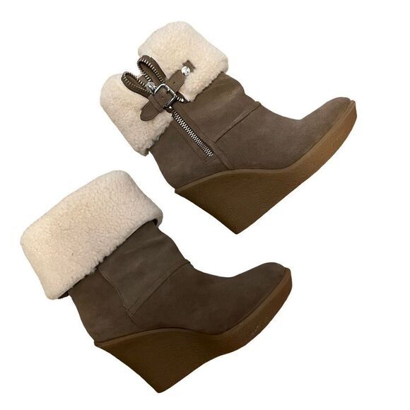 Coach Shearling Lined Platform Wedge Boots Size 7 NEW - Picture 2 of 6